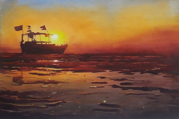 Behind the Ship - Watercolor paintings 